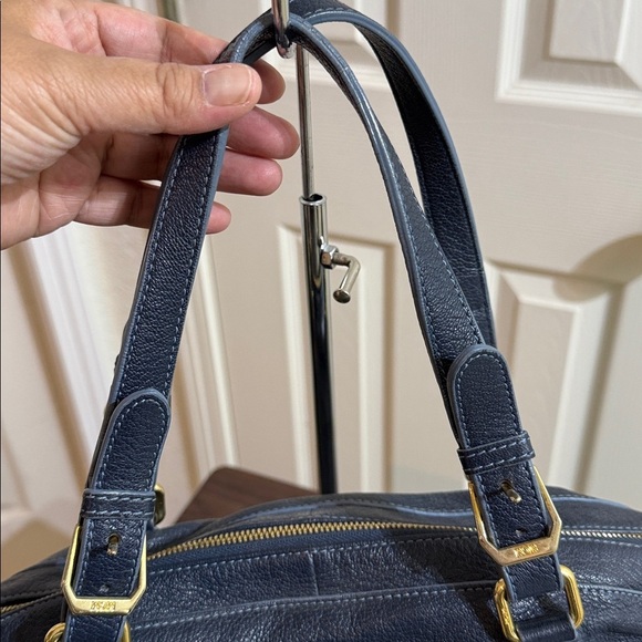 MCM Shoulder Bag in leather with studs- Navy Blue - Picture 4 of 9